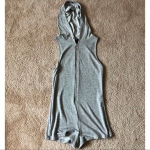 GRAY HOODIE FRONT ZIPPER ROMPER
